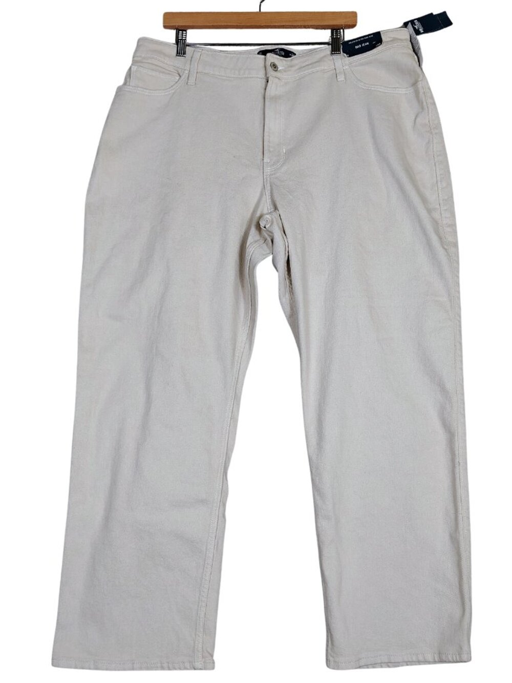 Hollister Dad Jeans Women's 18R Cream Stretch Straight Leg Ultra High-Rise NWT